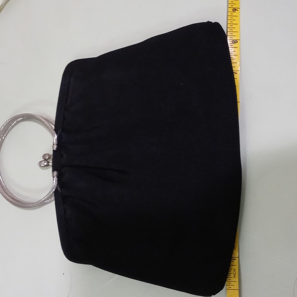 Women's Ande vintage bracelet wristlet evening funeral bag black 10" × 8" - Picture 9 of 9
